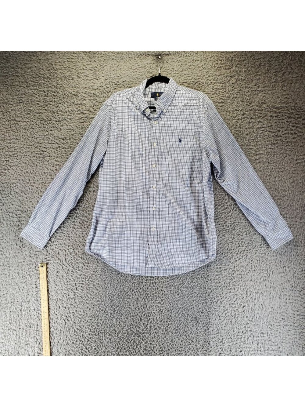 Ralph Lauren Shirt Mens Size Large Blue & White Plaid Classic Fit Long Sleeve